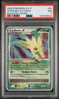 2008 POKEMON DIAMOND & PEARL MAJESTIC DAWN #99 LEAFEON LV.X-HOLO PSA 7 - Image 1