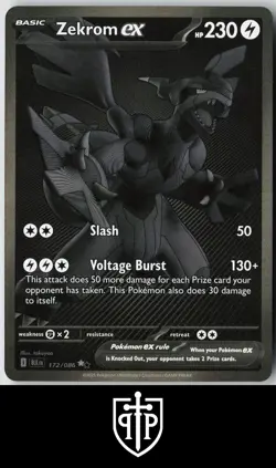 Pokemon - Zekrom ex 172/086 Black Bolt - Holo Black White Rare - NM - Image 1