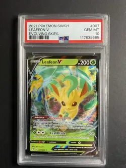 Leafeon V 007 PSA 10 2021 Pokemon SWSH Evolving Skies ! - Image 1