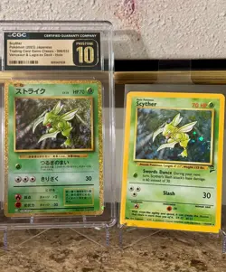 Pokemon Japanese Scyther Holo 006/032 Pristine 10 Base Set 2 Holo NM (pair) - Image 1