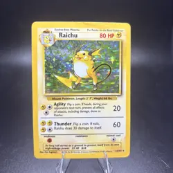 Pokemon Raichu 14/102 Base Set Holo 80 HP Holo Rare 1999-2000 English MP/HP -c - Image 1