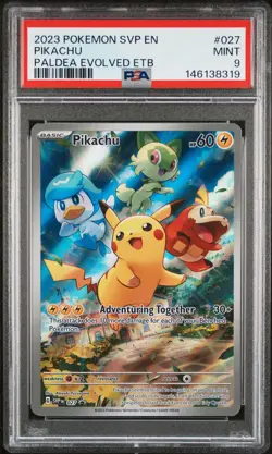 2023 Pokemon SVP Paldea Evolved ETB Pikachu #027 PSA 9 - Image 1