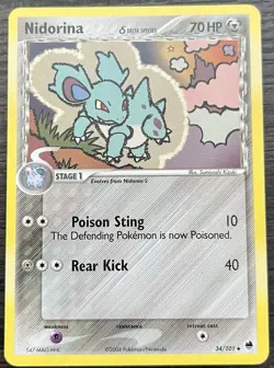 Nidorina Delta Species 34/101 Pokemon TCG EX Dragon Frontiers Uncommon LP - Image 1