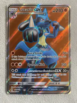 Lucario GX 122/131 Pokemon Forbidden Light Full Art Ultra Rare Holo NM - Image 1