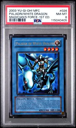 2003 Yu-Gi-Oh! Paladin Of White Dragon Magician's Force MFC 1st Ed Ultra PSA 8 - Image 1