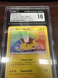 Pokemon Ash’s Pikachu SM108 Black Star Promo CGC 10 Gem Mint Holo Sun & Moon - Image 3