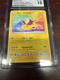 Pokemon Ash’s Pikachu SM108 Black Star Promo CGC 10 Gem Mint Holo Sun & Moon - Image 4