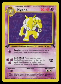 Pokemon Card - Hypno Fossil 23/62 Rare 1st Edition - Image 1