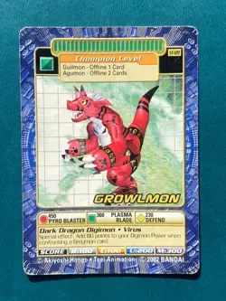 ST-128 Growlmon Digimon Card Digi-Battle Street Starter 3 2002 DAMAGED - Image 1