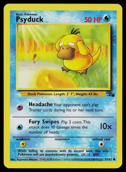 Pokemon Card Fossil Psyduck 53/62 Unlimited AUS Red Logo 1999-2000 3rd Print - Image 1