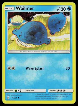 Pokemon Card Cosmic Eclipse Wailmer 45/236 Common - Image 1