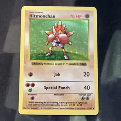 Hitmonchan 7/102 Unlimited Holo Rare Pokemon TCG Base Set Card MP - Image 1