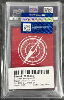 PSA 10 Monkey D Luffy EB02-010 L Dodgers One Piece Night Promo Card English 2025 - Image 2