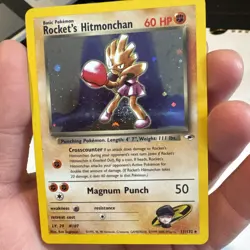 Rockets Hitmonchan Gym Heroes Trading Card 11/132 Holo Swirl - Image 1
