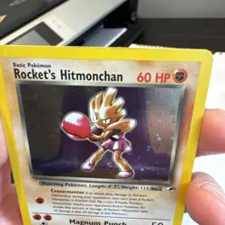 Rockets Hitmonchan Gym Heroes Trading Card 11/132 Holo Swirl - Image 5