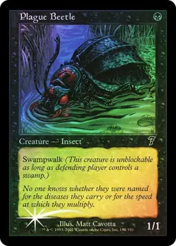 7th Edition MTG FOIL Plague Beetle Magic - Image 1