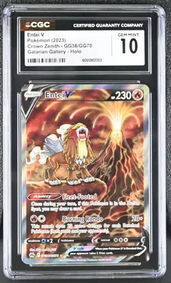Entei V 2023 Crown Zenith #GG36 Pokemon TCG CGC 10 💎 GEM MINT 💎 - Image 1