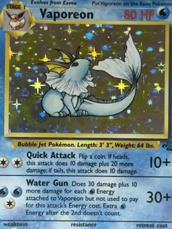 Vaporeon Jungle Holo Rare 12/64 Unlimited Pokemon TCG LP - Image 3