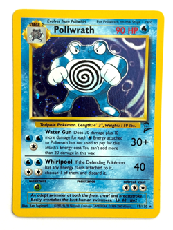 Pokemon TCG Poliwrath 15/130 Holo Rare Base Set 2 SWIRL - Image 1