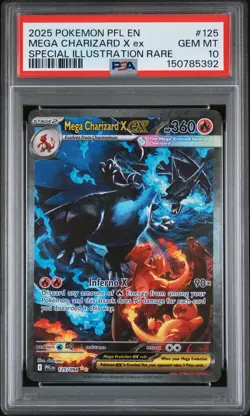 2025 POKEMON PFL EN-PHANTASMAL FLAMES #125 MEGA CHARIZARD X EX PSA 10 - Image 1