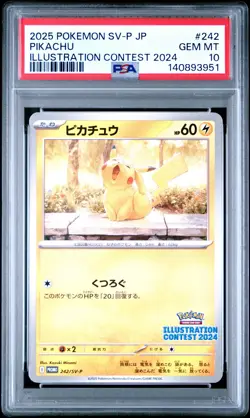 2025 POKEMON JPN SV-P PROMO ILLUSTRATION CONTEST 2024 #242 PIKACHU PSA 10 - Image 1