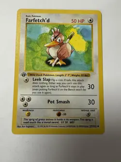 Pokemon TCG Farfetch'd 1st Edition Uncommon 027/102 Base Set Shadowless - Image 1