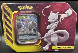 Pokemon TCG: Mewtwo & Mew GX Tag Team Power Partnership Tin Factory Sealed - Image 1