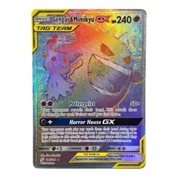 Pokemon Gengar & Mimikyu GX Secret Rare Full Art Holo 186/181 Team Up TCG - Image 1