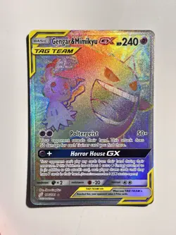 Pokemon Gengar & Mimikyu GX Secret Rare Full Art Holo 186/181 Team Up TCG - Image 3
