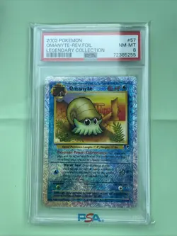 2002 POKEMON LEGENDARY COLLECTION #57 OMANYTE-REVERSE FOIL PSA 8 - Image 1