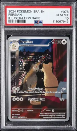 2024 POKEMON SFA EN-SHROUDED FABLE ILLUSTRATION RARE #078 PERSIAN PSA 10 - Image 1