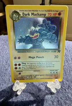2000 POKEMON TEAM ROCKET #10/82 DARK MACHAMP HOLO RARE MP - Image 1