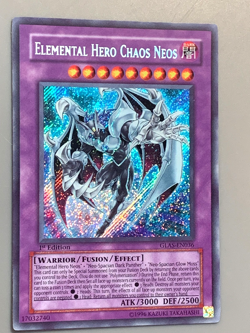 yugioh Elemental Hero Chaos Neos GLAS-EN036 Secret Rare 1st Edition near mint - Image 1