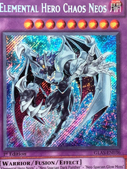 yugioh Elemental Hero Chaos Neos GLAS-EN036 Secret Rare 1st Edition near mint - Image 3