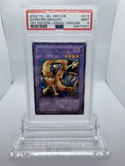 Yugioh Lob-019 Darkfire Dragon 1st Ed Psa 9 Gem Mint Rare Legend Of Blue-eyes - Image 1