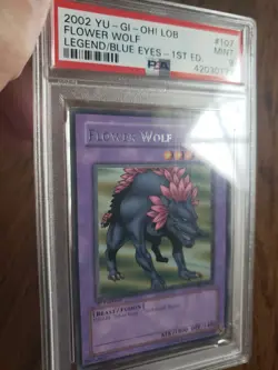 2002 Yu-Gi-Oh LOB-107 Flower Wolf Legend Blue Eyes 1st Edition Rare PSA Mint 9 - Image 2