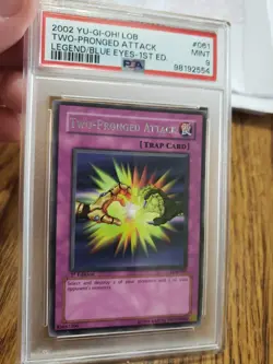 2002 Yu-Gi-Oh LOB-061 Two-Pronged Attack Legend of Blue Eyes 1st Ed. PSA Mint 9 - Image 2