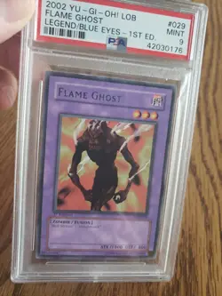 2002 Yu-Gi-Oh! LOB-029 Flame Ghost Legend of Blue Eyes 1st Ed. Rare PSA Mint 9 - Image 2