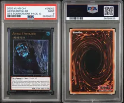2020 YUGIOH OP13-EN002 ABYSS DWELLER ULTIMATE RARE PSA 9 Mint - Image 3