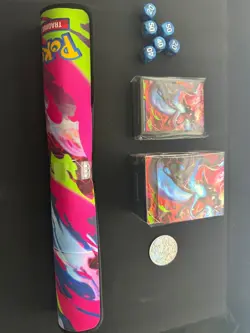 Mega Charizard UPC Accessories - playmat, card sleeves, deck box, coin + dice - Image 1