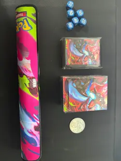 Mega Charizard UPC Accessories - playmat, card sleeves, deck box, coin + dice - Image 5