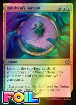 x1 Rakshasa's Bargain TDM Tarkir Dragonstorm MTG 214 Foil Uncommon M/NM 1x - Image 1