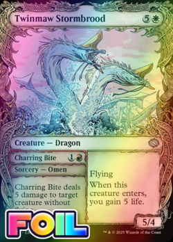 x1 Twinmaw Stormbrood // Charring Bite TDM Dragonstorm MTG 320 Foil Showcase 1x - Image 1