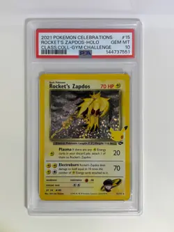 Pokemon TCG Rockets Zapdos Holo Classic Collection 15/132 Celebrations PSA 10 - Image 1
