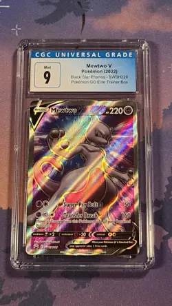 Pokemon TCG Mewtwo V SWSH229 Full Art Promo Sword & Shield CGC 9 - Image 1