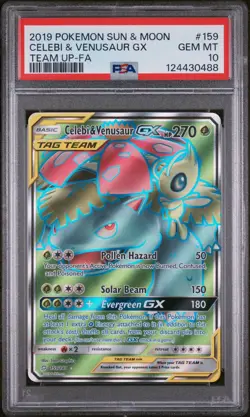 Pokemon PSA 10 Celebi & Venusaur GX 159/181 Sun & Moon Team Up Full Art Tag Team - Image 1