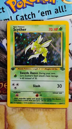 Scyther 10/64 Holo Rare 1st Edition NM-/LP+ Jungle 1999 Pokemon - Image 1
