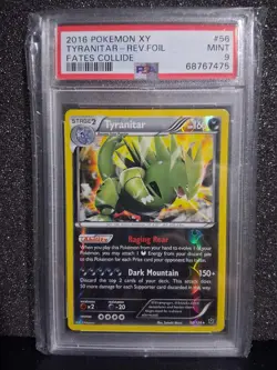 2016 Pokemon XY Fates Collide Tyranitar Rev. Foil #56 PSA 9 - Image 1