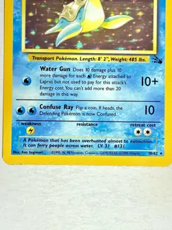 Lapras Fossil Holo Rare 10/62 Unlimited Pokemon TCG - Image 3