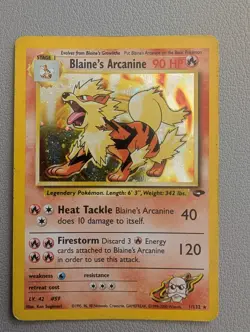 Pokemon Blaine's Arcanine Gym Challenge Holo Rare 1/132 90 HP Stage 1 Card - Image 1